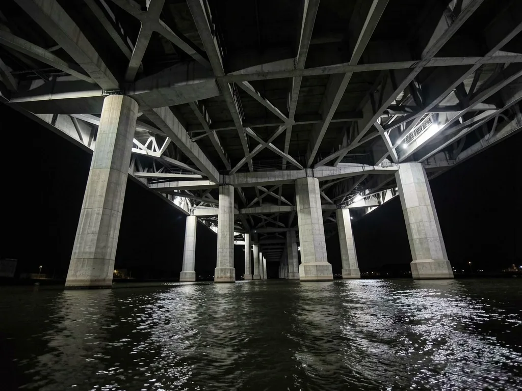 Puente iluminado de noche