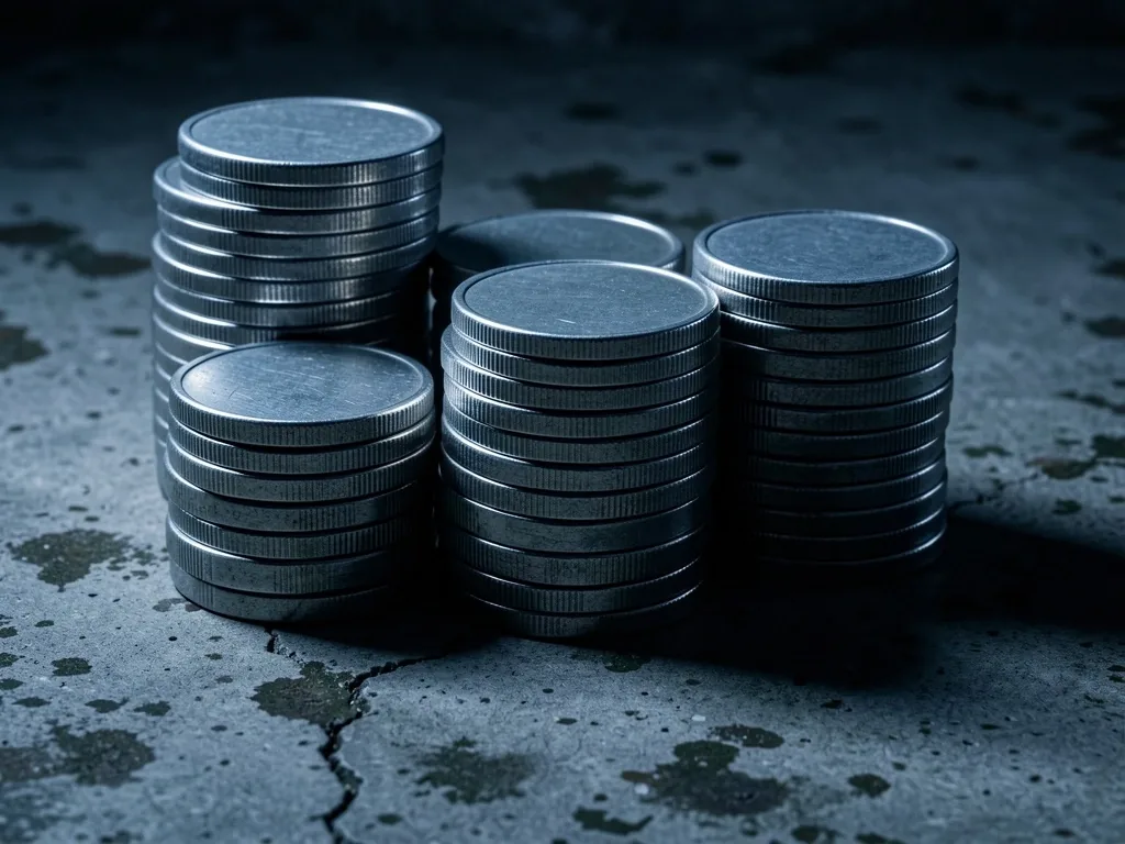 Monedas apiladas sobre concreto