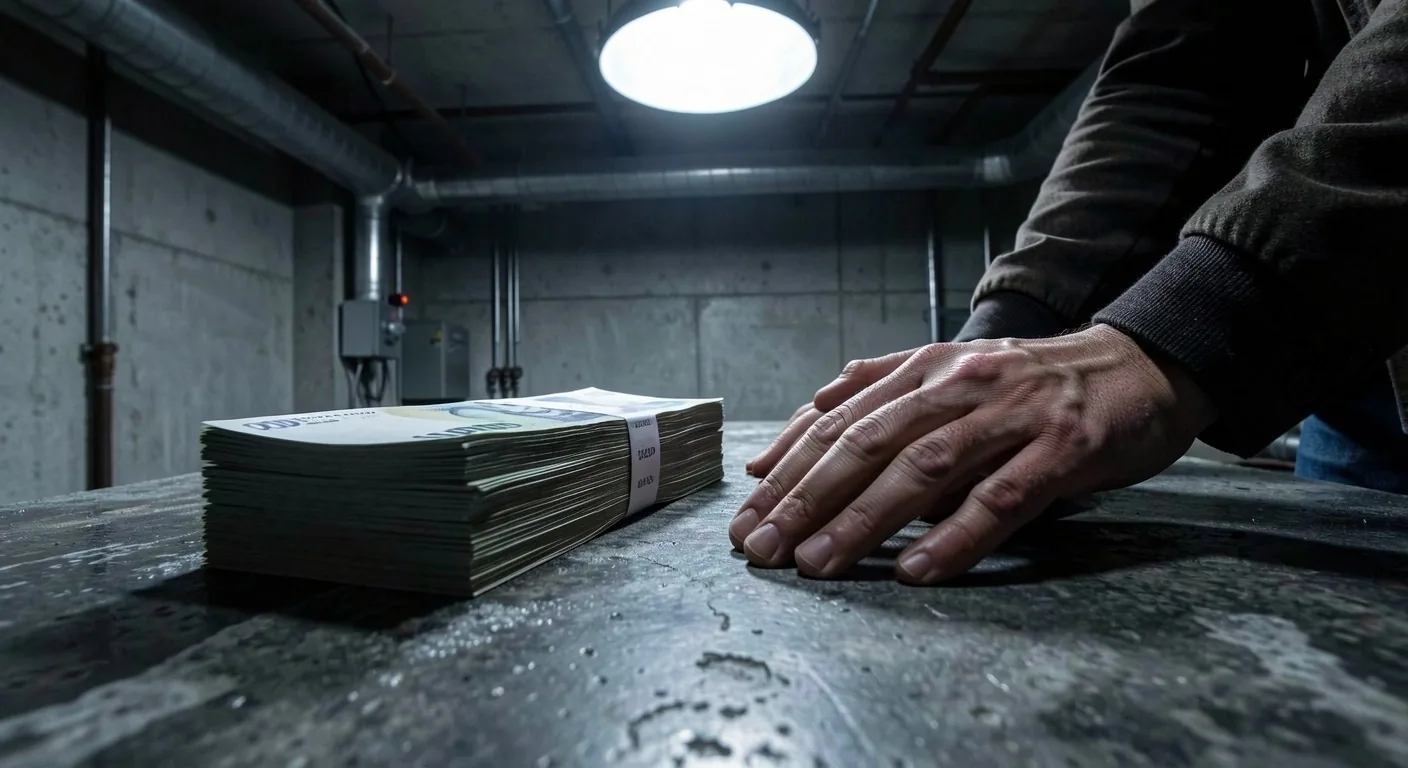 Billetes argentinos sobre concreto
