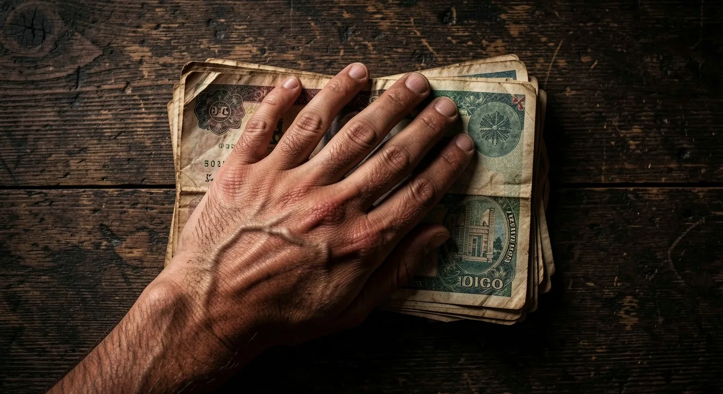 Billetes de pesos argentinos desgastados