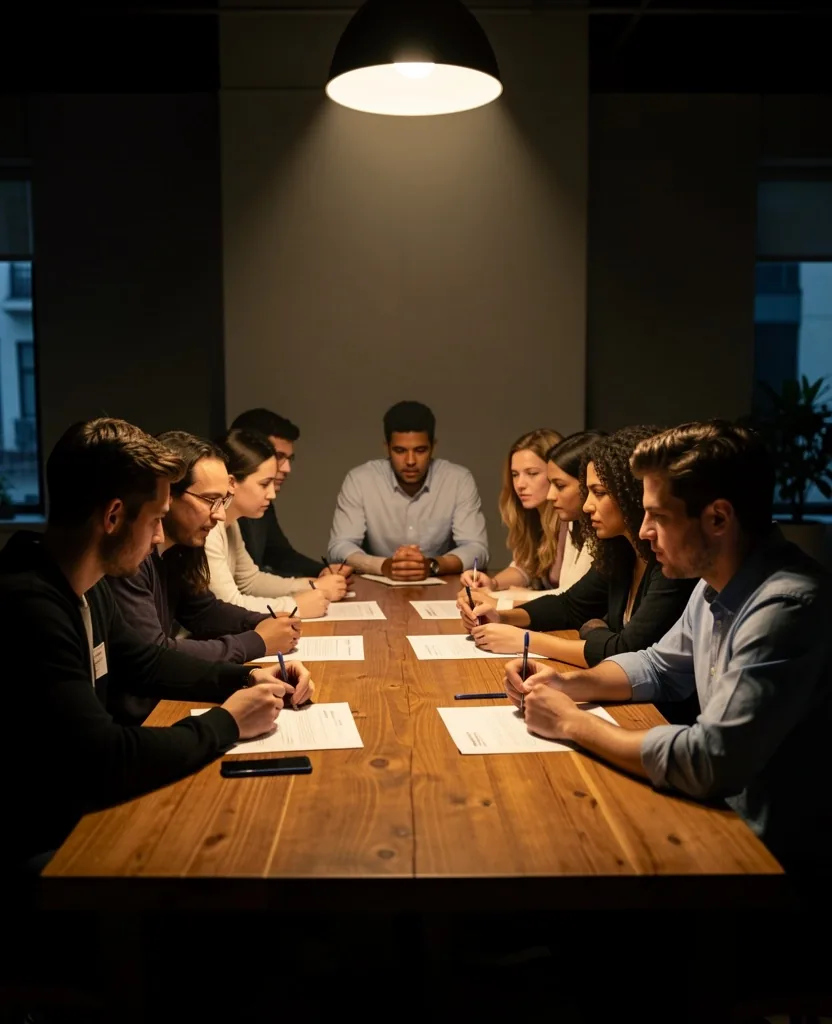 Grupo de personas en debate financiero