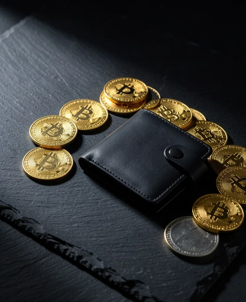 Monedas de oro junto a dispositivo de almacenamiento
