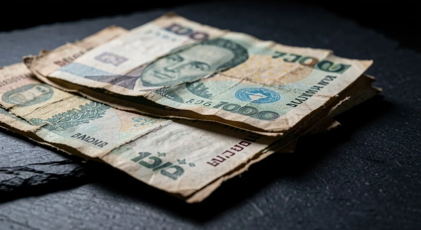 Billetes argentinos sobre superficie oscura