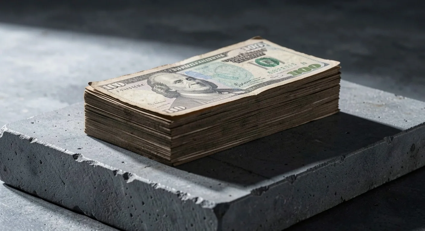 Billetes argentinos sobre concreto oscuro